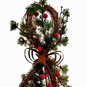 Grape Vine and Pine Teardrop w/ Metal Bow & Bells